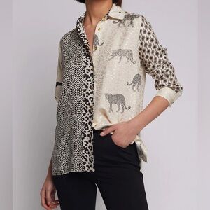 VILAGALLO TAUPE MIRINA
PATCHWORK PRINT SHIRT 38